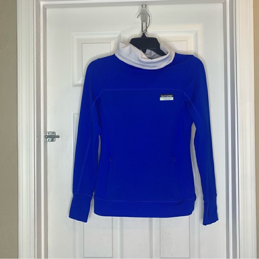 PINK Victoria Secret Womens Pullover Blue Thumbholes Long Sleeve Size XS